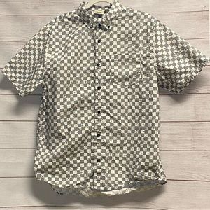 Boys L Vans Black and White Checkerboard Casual Button-Down Shirt